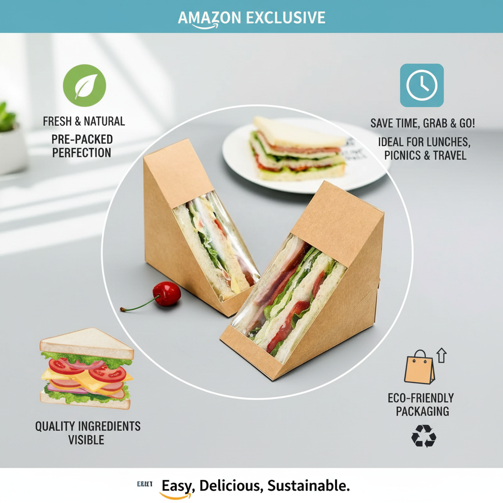 Disposable Kraft Sandwich Wedge Box with Window | Khaana Packaging