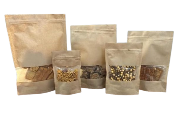 Kraft Zipper Pouches with Self-Sealing | Khaana Packaging